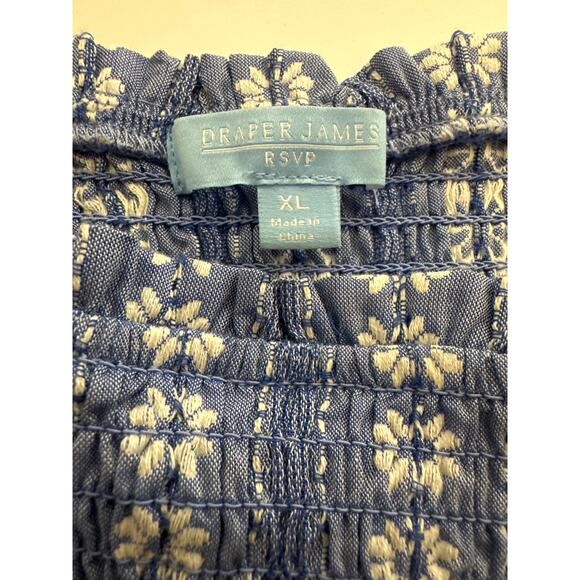 Draper James RSVP Tiered Maxi Dress Smocked Sleeveless with Tie Straps Blue XL - Picture 13 of 16